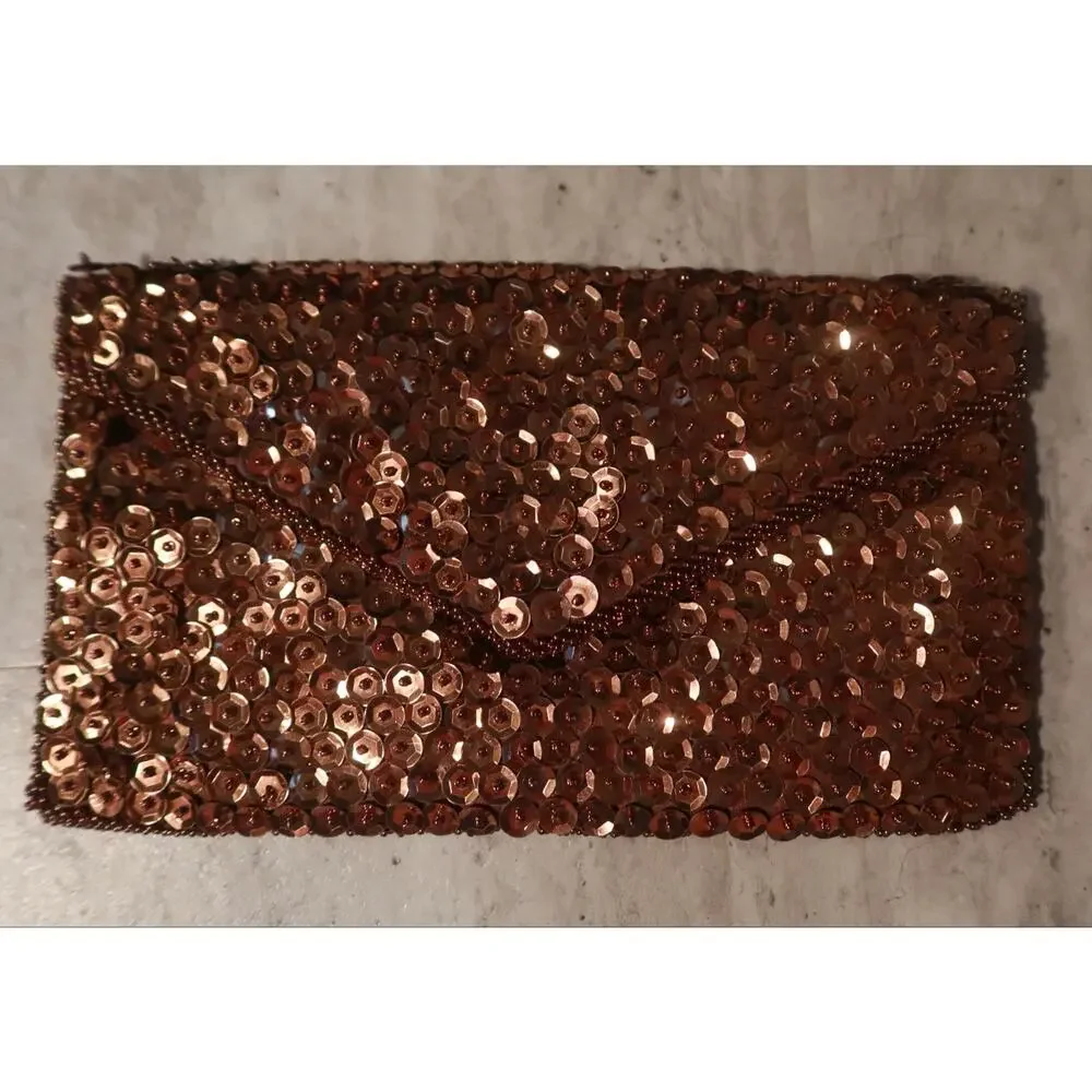 Walborg 1960’s Collectible Vintage Copper Beaded Evening Clutch